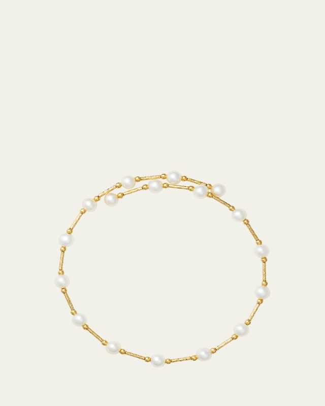 18K Yellow Gold Elixir Multi Blue Sapphire and Pearl Beaded Bracelet